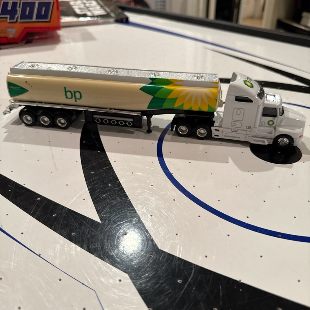 BP Toy Truck with Trailer - White and Green